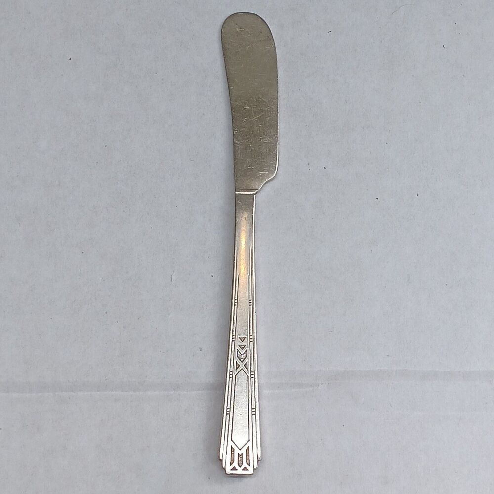 Vtg Oneida Community Friendship Medality Flat Handle Butter Spreader-Tudor Plate - Picture 2 of 4
